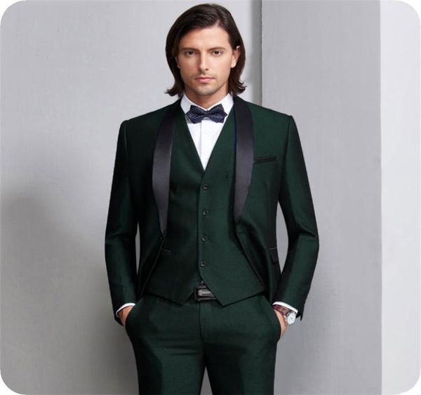 

hunter green men suits wedding suits for man shawl lapel bridegroom custom made slim fit formal prom tuxedo groom man jacket3667036, Black;gray