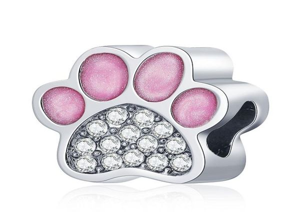 

fits pandora original bracelets 20pcs enamel dog paw print charms beads silver charms bead for women diy european necklace jewelry7640463, Black