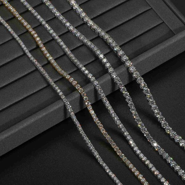 

iced out pass diamond tester lab created vvs moissnaite cluster tennis chain necklace for women, Silver