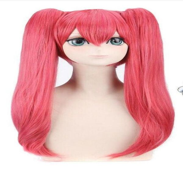 

mushibami erimi cosplay wig dark pink 2 clip ponytail wavy hair7321448, Black