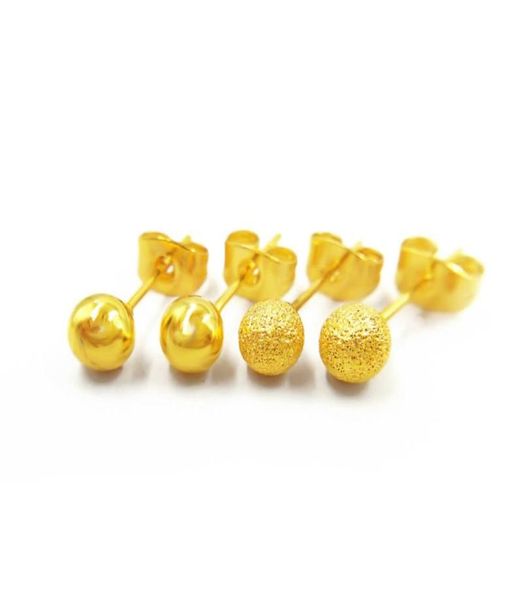

ball shaped stud simple 18k yellow gold filled womens girls fashion earrings gift7962259, White