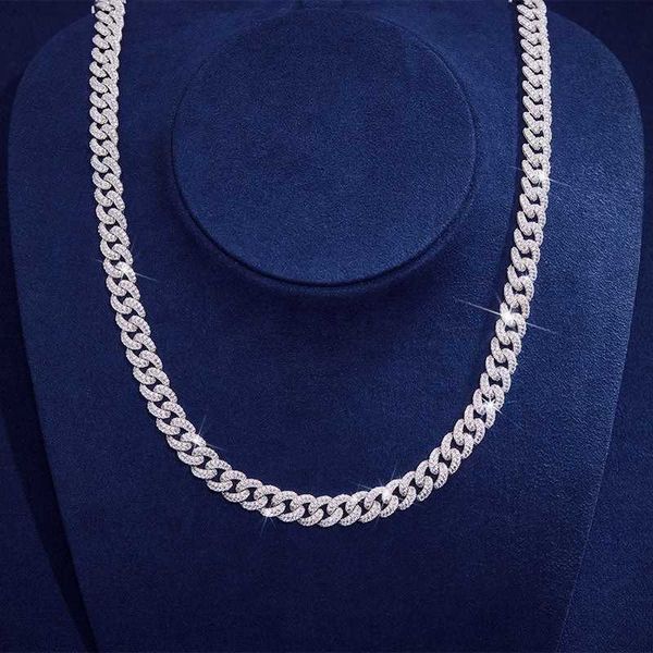 

hip hop jewelry 925 sterling silver iced out 10mm miami moissanite cuban link chain necklace