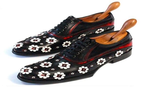 

handmade cowhide men formal business shoes flat heel fashion genuine leather male wedding dress shoe8142388, Black