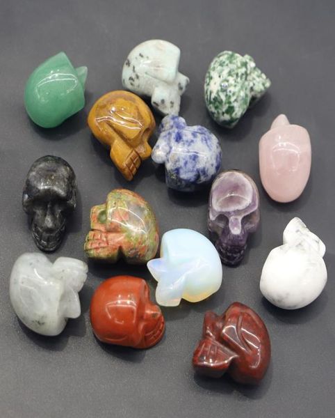 

natural stone skull statue carved skeleton healing crystals halloween ornament reiki witchcraft supplies gemstone wicca chakra hom8308910, Black