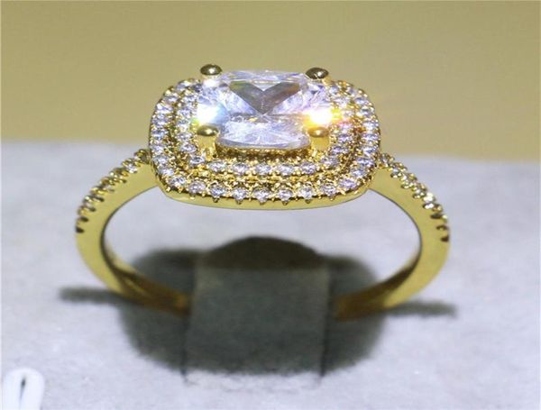 

brand women wedding jewelry yellow gold filled band ring solitaire simulated diamond cz finger rings for bridal eternal gift size 5866886, Slivery;golden