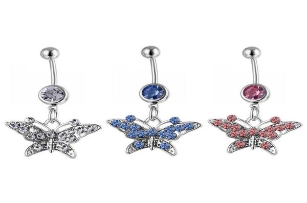 

d0141 butterfly belly navel button ring mix colors012347257352, Silver