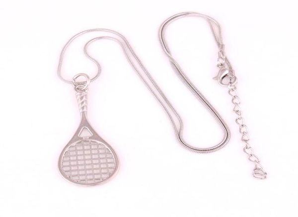 

silver color tennis racket pendant with 18quot tennis racquet racket sports series charm necklace jewelry drop 9216809