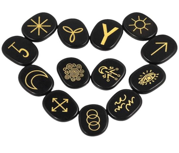 

natural witches runes stones set of 13 healing crystal with engraved gypsy reiki symbols for meditation divination1158187, Pink;blue