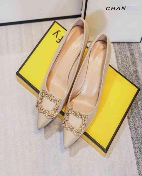

silks wedding women shoes high heels ankle new style water diamond square buckle fine fashion pointy bridal shoes y2111133118976, Black