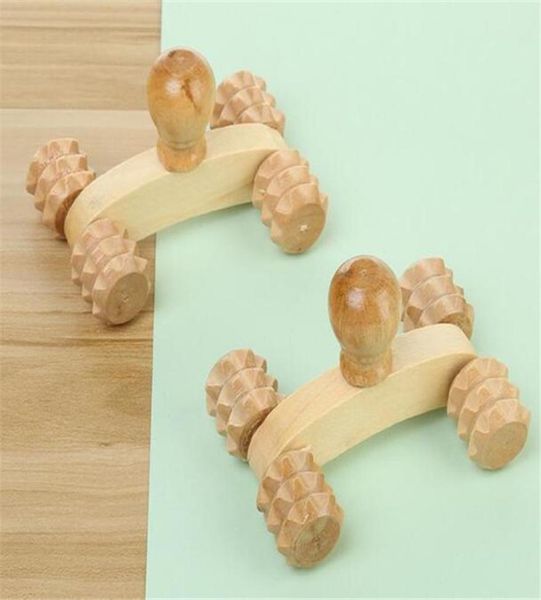 

solid wood fullbody four wheels wooden car roller relaxing hand massage tool reflexology face hand foot back body therapy5270827