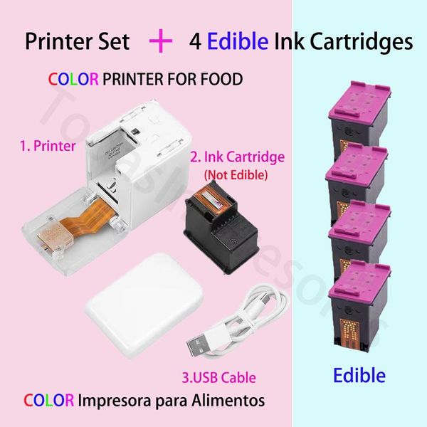 

printers kongten mbrush color food portable printer handheld inkjet cake printer customized wireless wifi wood bread coffee w/ ink edible