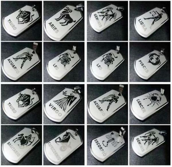 

12 pcs classic silver color twelve constellations pendant fashion stainless steel men039s punk jewelry gift275i8025521