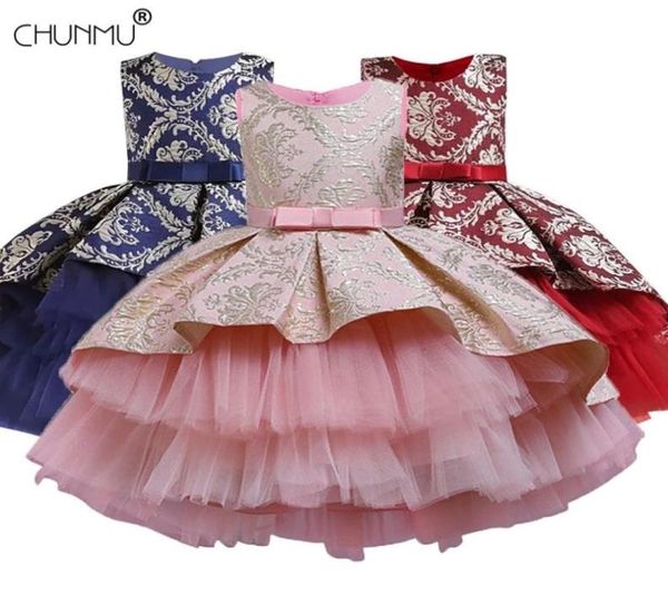 

lace embroidery formal sleeveless wedding gown tutu princess dress flower girls children clothing kids party for girl clothes 20121887856, Red;yellow