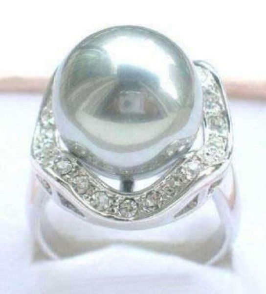 

14mm yellow golden south sea shell pearl ring jewelry silver ring size 8117151666