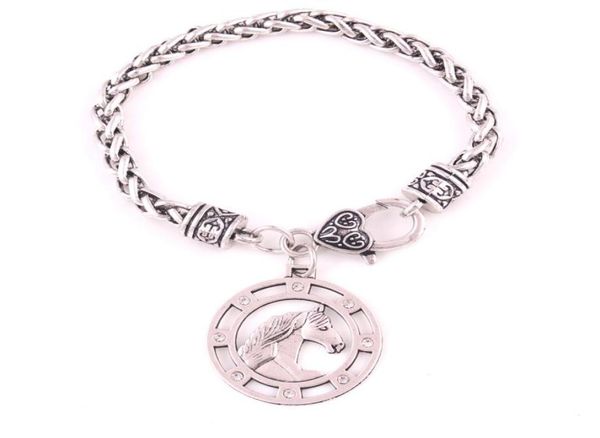 

hl0087 factory direct s nordic vintage viking animal horse bracelet amulet adjustable bangles european religious couple jewelr4214746, Golden;silver
