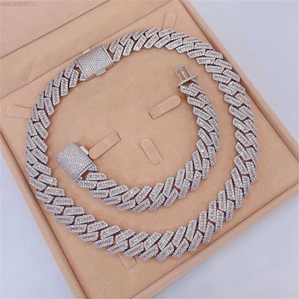 

custom moissanite chain 18mm baguette diamonds iced out hip hop sterling silver cuban bracelet