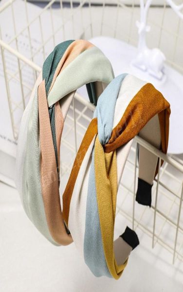 

fashion women hairband wide side headband cross knot turban classic striped headwear girls hair accessories6381119, Slivery;white