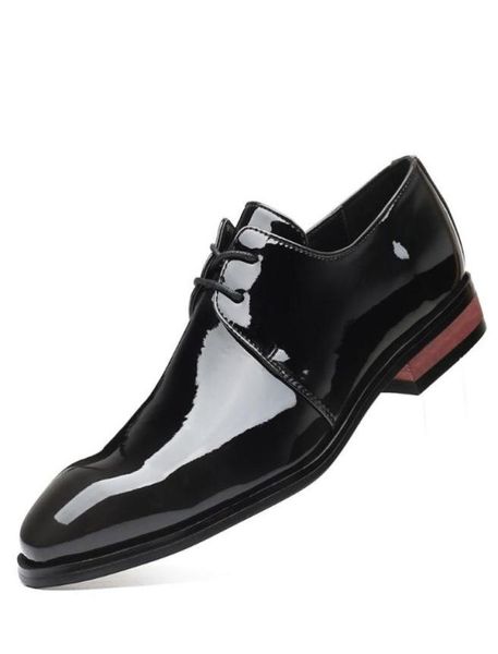 

dress shoes men039s faux patent leather tuxedo classic laceup formal oxford elegant male party wingtip footwear plus size9847268, Black