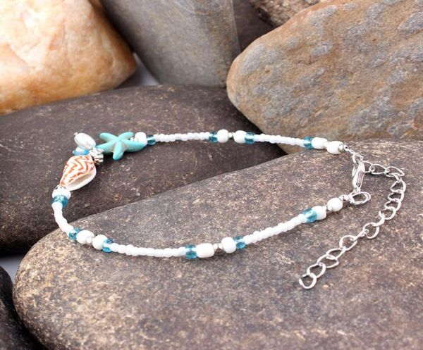

handmade beads sandal anklet bracelet foot jewelry shell starfish anklets for women ps0967 1163 t22363623, Red;blue