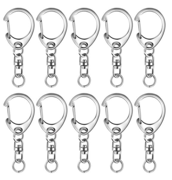 

100pcs key ring key chain dsnap hook split keychain parts ring hardware with 8mm open jump and connector7547575, Silver