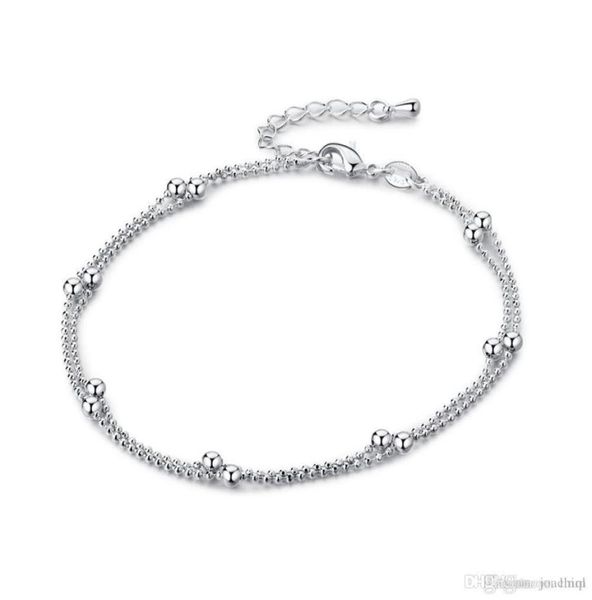 

ankle bracelets beach jewelry 2017 new 925 sterling silver double layers anklets jewelry for women boot foot ship n13147230, Red;blue