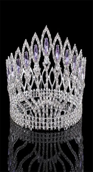 

luxurious sparkling crystal baroque queen king wedding tiara crown pageant prom diadem headpiece bridal hair jewelry accessories c9790355, White;golden