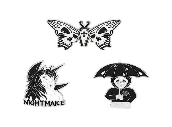 

nightmare enamel pin custom horse umbrella skeleton butterfly brooch bag clothes lapel gothic badge jewelry gift for friends6595220, Blue