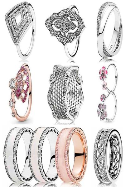 

original new s925 pandora ring openwork vintage fascination lace of love promise signature band ring for women jewelry1951216, Silver