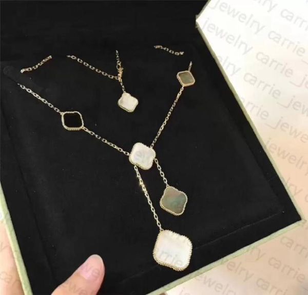 

100 925 silver fashion pendant necklaces four leaf clover 18k gold mixed 5five irregular flowers agate necklace for women design7235386