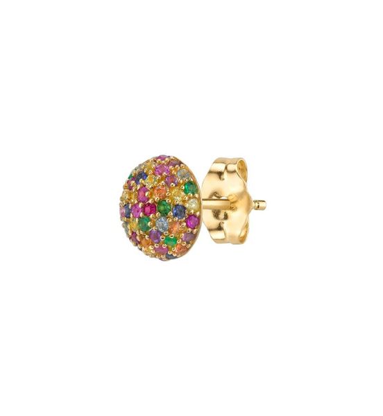 

half round ball stud earring micro pave rainbow colorful cubic zirconia gold plated 925 sterling silver studs for girl7839282, Golden;silver