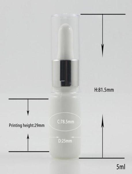 

whole 5ml mini highgrade glass pearl white essential oil dropper bottle with uv coated silver collar4985125