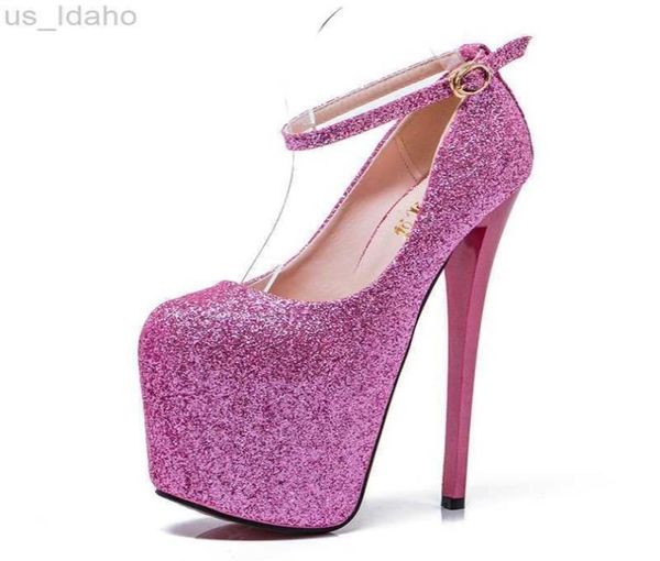 

dress shoes crossdresser 3448 49 50 bling sequins stiletto 19cm thin highheeled platforms buckle shoes woman wedding pumps zapat2771243, Black