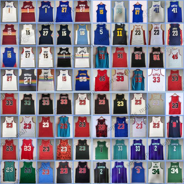 

mitchell and ness basketball stitched jerseys jokic murray starks anthony frazier king ewing garnett nashbarkley paul gary payton durant sha, Black;red