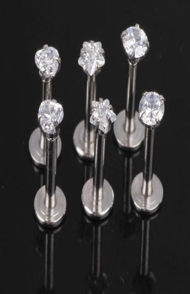 

jk silver labret lip ring zircon anodized internally threaded prong gem labret monroe 16g tragus ear tragus piercing6443552, Black