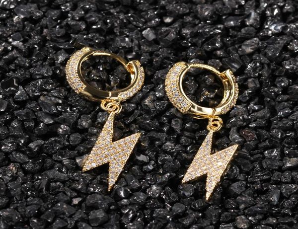 

mens gold lightning earrings womens silver dangle hoop earring fashion hip hop jewelry4592213