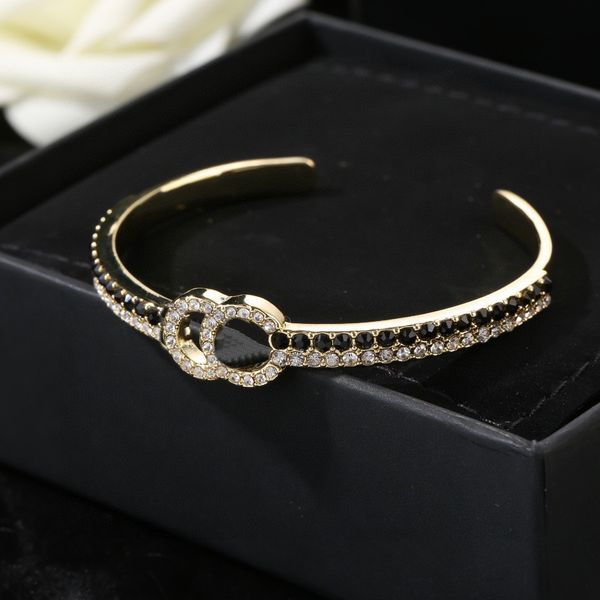 

luxury bangle designer for women classic jewelry letter ccity woman gold bracelets 89we, Black