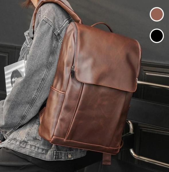 

large capacity shortdistance travel bag for men korean style male shoulder soft pu leather handbag computer schoolbag backpack3632571