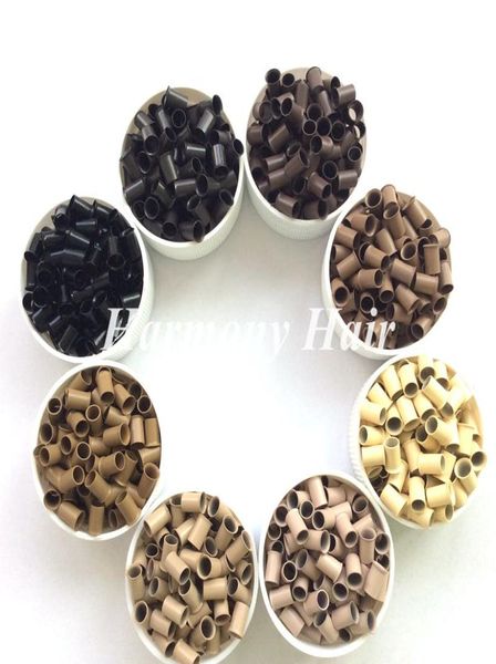 

flared edge copper micro tubes for hair euro locks for hair extensions 1 bottlelot1000pcsbottle 302660mm medium brown7405975, Black