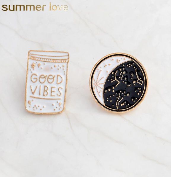 

good vibes enamel pin constellation day and night moon brooch pins button denim jacket coat collar pin badge jewelry gift4432598, Gray