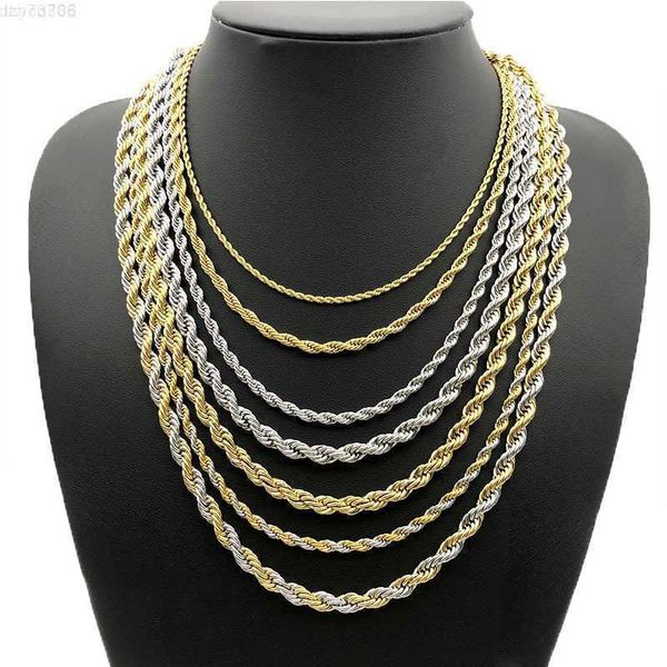 

wholesale custom 2mm 3mm 4mm 5mm stainless steel plated 14k 18k gold vermeil thin rope chain necklace twisted, Silver
