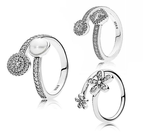 

925 sterling silver ring radiant glow abstract elegance open ring with crystal for women wedding gift fine europe jewelry6850160, Golden;silver