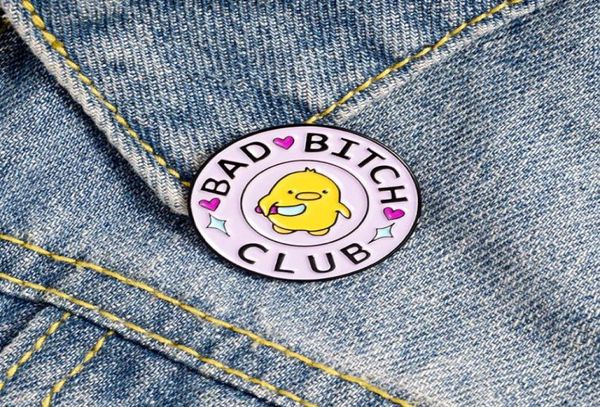 

cute animals bad bitch club round brooch creative small yellow duck cartoon knife pin badge lapel female student fashion pink gift5640660, Blue