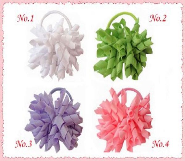 

12pcs 35quot whirl korker ponytail hair ties holders streamer corker hair bows clip cheer bows tassel curly ribbon bow hair bob1542106, Slivery;white
