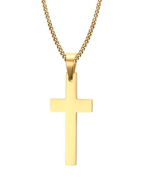 

plain simple cross pendants in stainless steel chain silver gold black6812327