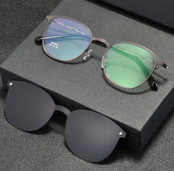 

fashion spectacle frame men women with clip on sunglasses polarized magnetic glasses male driving myopia optical5499761