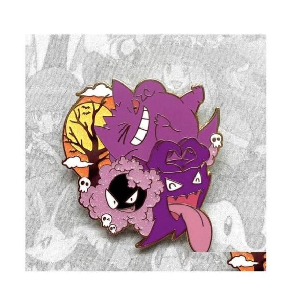 

pins brooches cute happy ghost enamel pin cartoon ditto and purple gengars brooch badge drop delivery jewelry dh1pr1435618, Gray