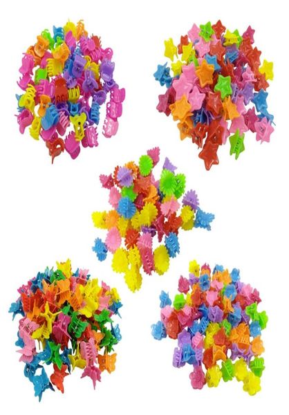 

100pcslots mixed colors children girl mini heart paw butterfly flower shape hair clips cute barrettes fashion accessories 179 b33899058, Slivery;white