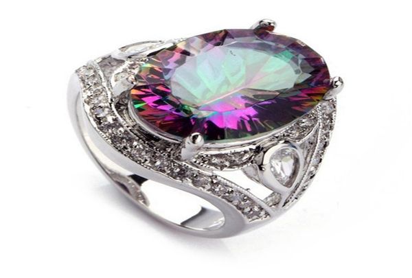

shunxunze drop sell wedding rings jewelry for men and women rainbow cubic zirconia rhodium plated r701 size 6 7 8 9 12181770, Silver