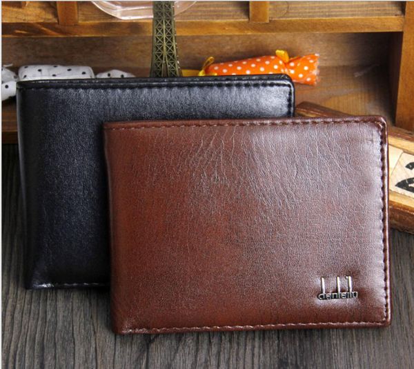

dhl 30pcs new vintage pu mens wallets fine bifold brown black pu leather credit card cool tri fold wallet for men8834937, Red;black