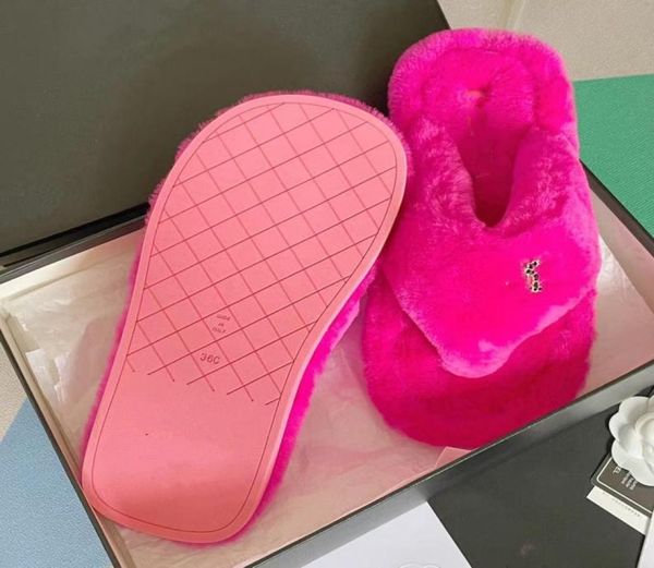 

autumnwinter 2022 new bread slippers comfortable fur one sheep straight 35404240975, Black
